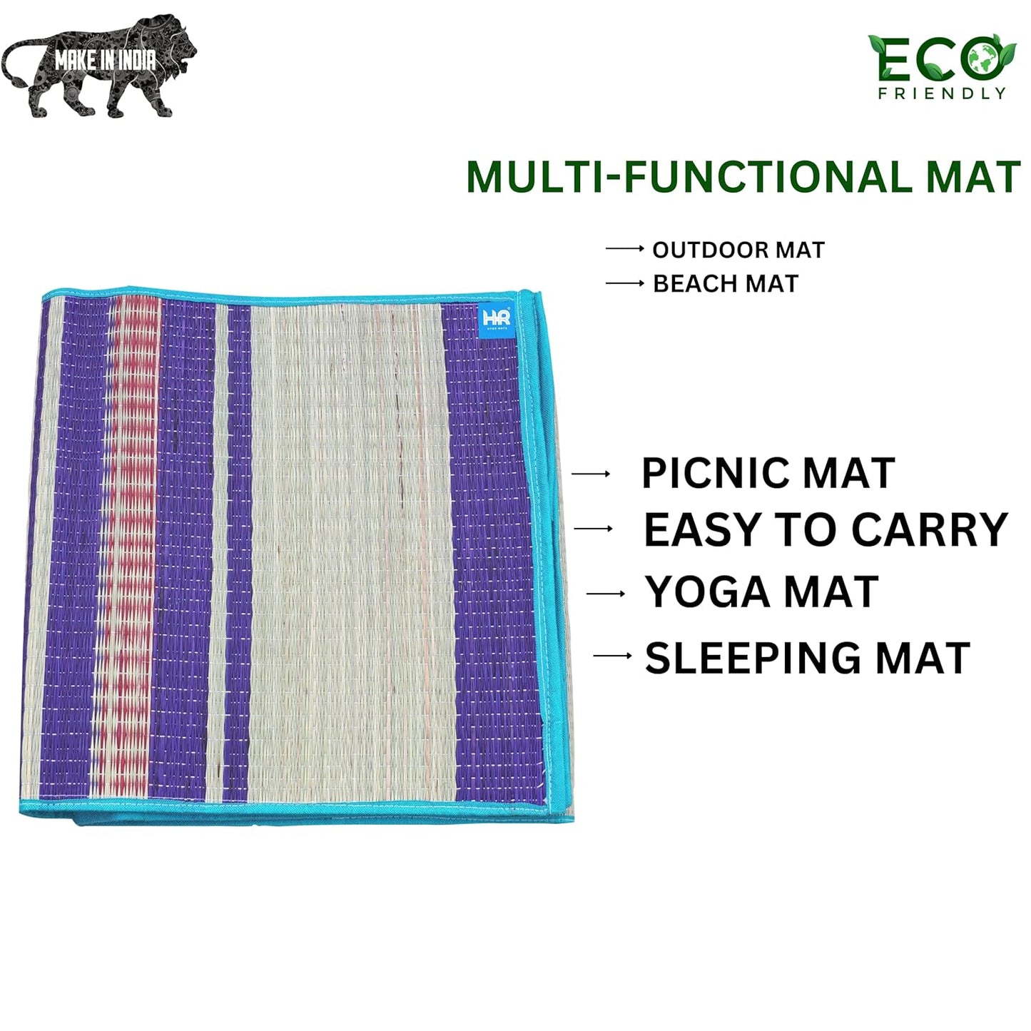 Foldable Korai Grass Mat (3×6 ft) Multi-Purpose Mat