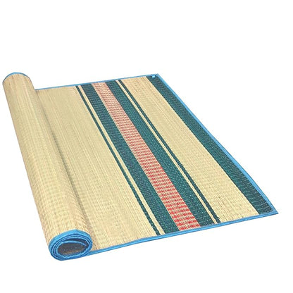 HYRA MATS Natural Korai Sleeping Mat (6×4 ft) | Jute Thread | Korai Grass Floor Mat | Green