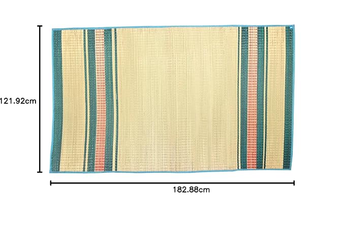HYRA MATS Natural Korai Sleeping Mat (6×4 ft) | Jute Thread | Korai Grass Floor Mat | Green