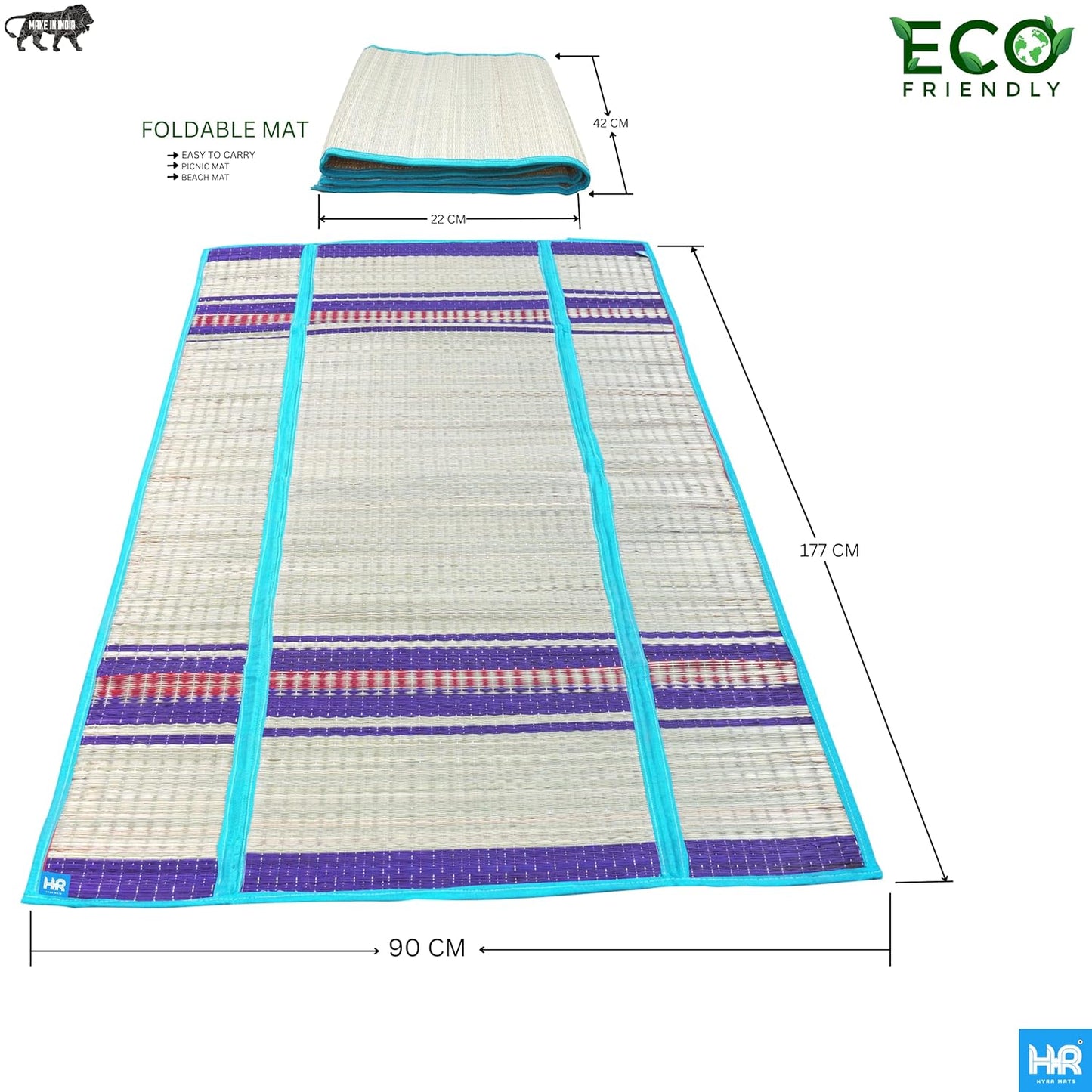 Foldable Korai Grass Mat (3×6 ft) Multi-Purpose Mat
