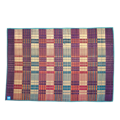 Korai Grass Mat for Sleeping 6x4 ft | Natural Korai Pai Mat | Multi-Colour Handwoven | Four Side Stitched