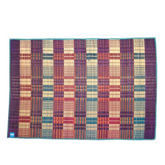 Korai Grass Mat for Sleeping 6x4 ft | Natural Korai Pai Mat | Multi-Colour Handwoven | Four Side Stitched
