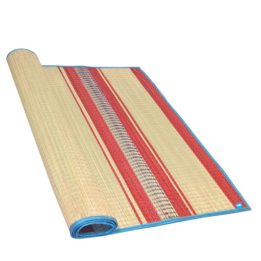 Korai Grass Sleeping Mat (6×4 ft) – Natural Floor Sleeping Chatai RED colour